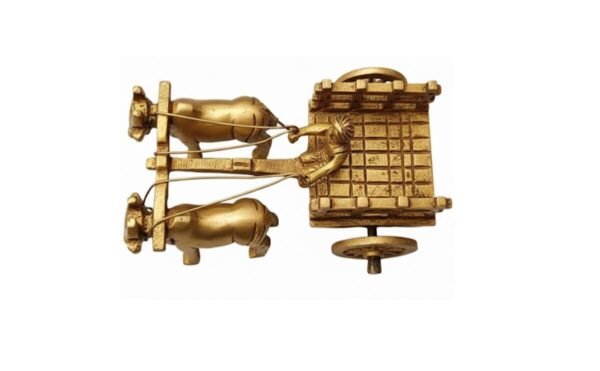 Brass Bullockcart – 2" Decorative Brass Sculpture for Home & Office Décor - Image 2