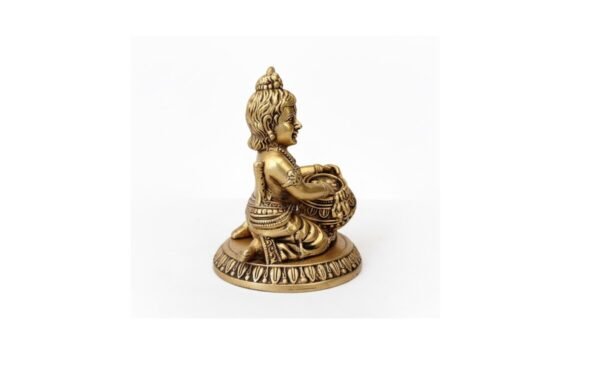 Brass Vennai Krishna Idol – 4" Fine art Krishna statue for Home & Pooja - Image 2