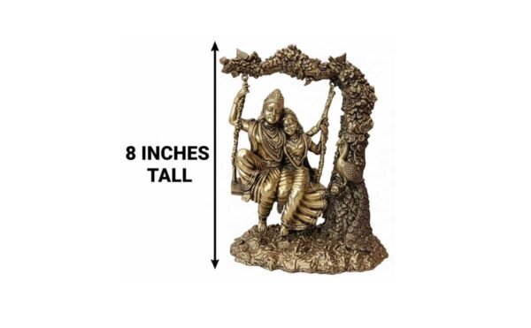 Brass Radha Krishna Jula – 8 Inch Radha Krishna Swing Idol for Home Decor - Image 2