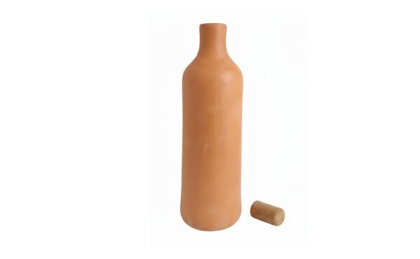 Clay Water Bottle with Cork 1200ml – Traditional Terracotta Drinking Bottle | Clay Bo for Home & Kitchen - Image 2