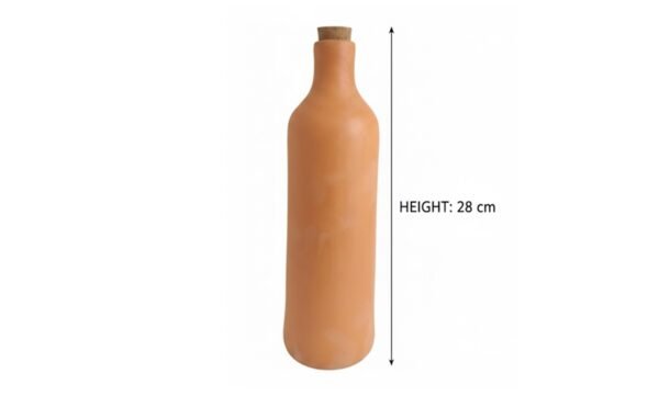 Clay Water Bottle with Cork 1200ml – Traditional Terracotta Drinking Bottle | Clay Bo for Home & Kitchen - Image 3