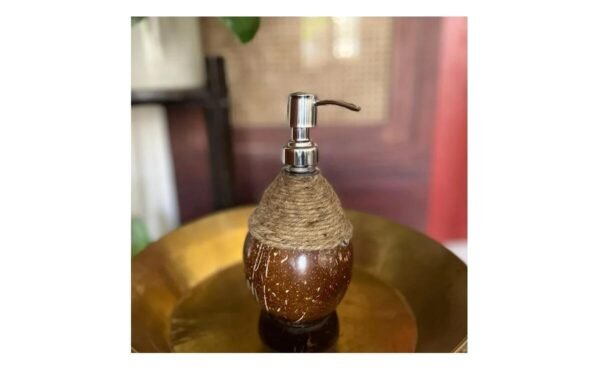 Handmade Coconut Shell Soap Pump – Eco-Friendly Rustic Liquid Soap Pump - Image 2
