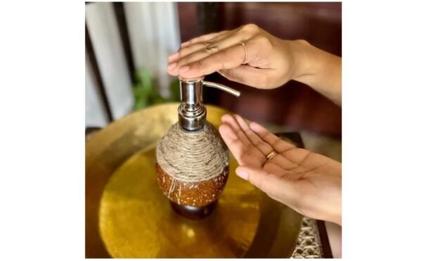 Handmade Coconut Shell Soap Pump – Eco-Friendly Rustic Liquid Soap Pump - Image 4